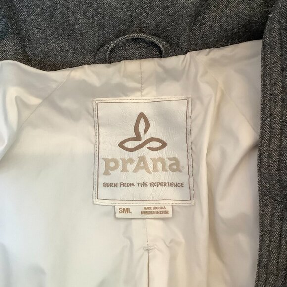 Prana women's Mixer Parka coat small quilted cream grey full zip - Picture 10 of 12